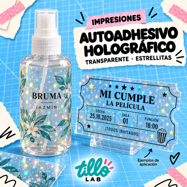 Producto - Autoadhesivo holográfico transparente Estrellitas