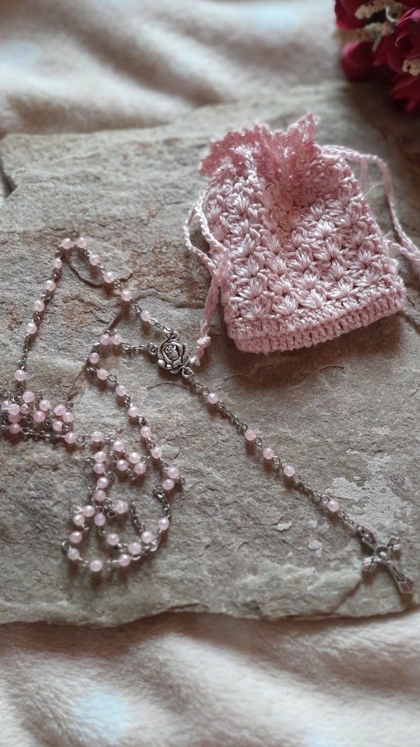 Producto - Rosario y Bolsita de Guarda, Diseño en Rosa Seda