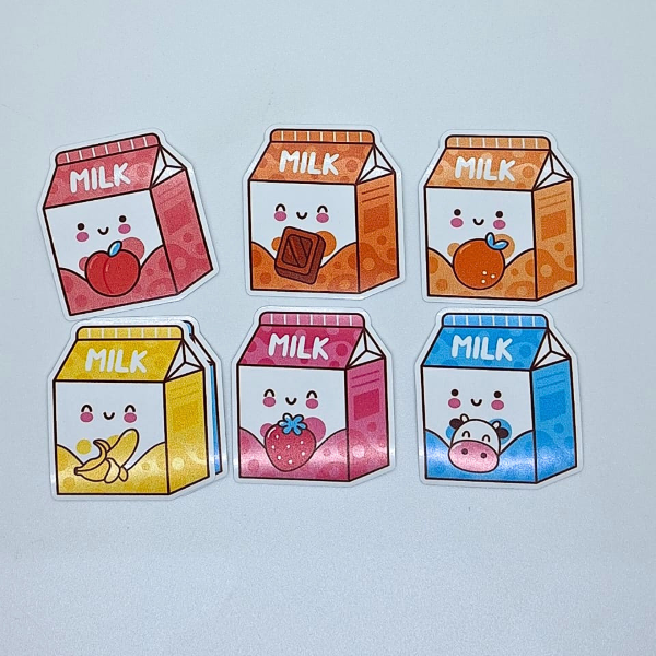 Producto - Stickers vinilo Milk kawaii (x6u)