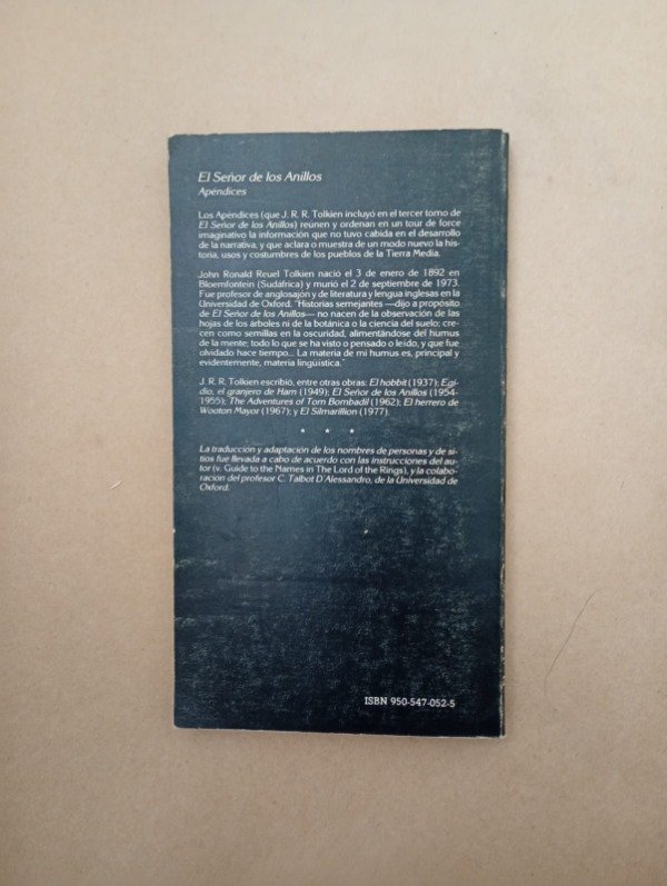 Producto - El señor de los anillos Apéndices - J R R Tolkien - Minotauro 1988 - 1