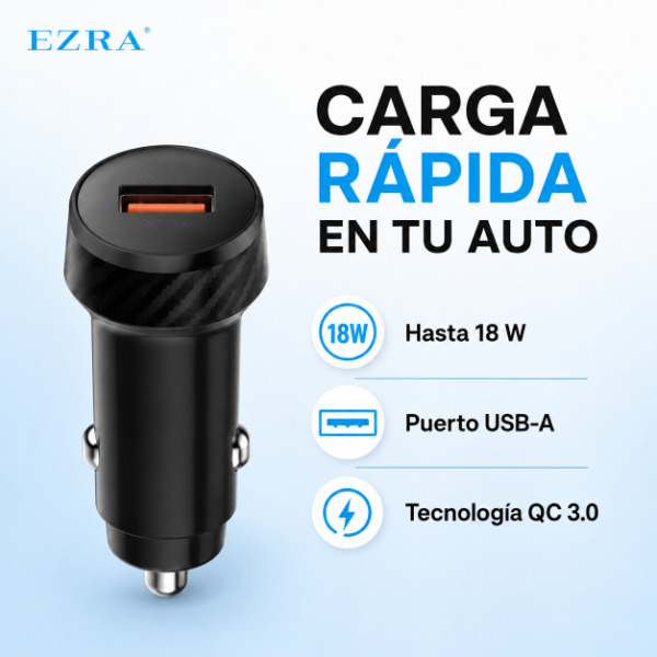 Producto - Adapatdor Cargador Para Auto Salida USB QC 3.0 de 18W CR78. - 1