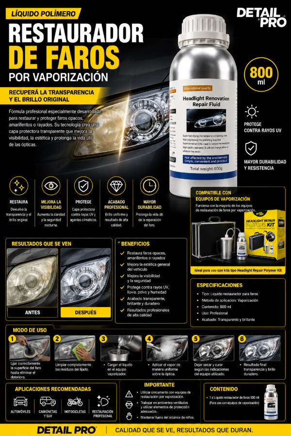 Producto - Polimero Barniz Protector para Faros - Detail Pro