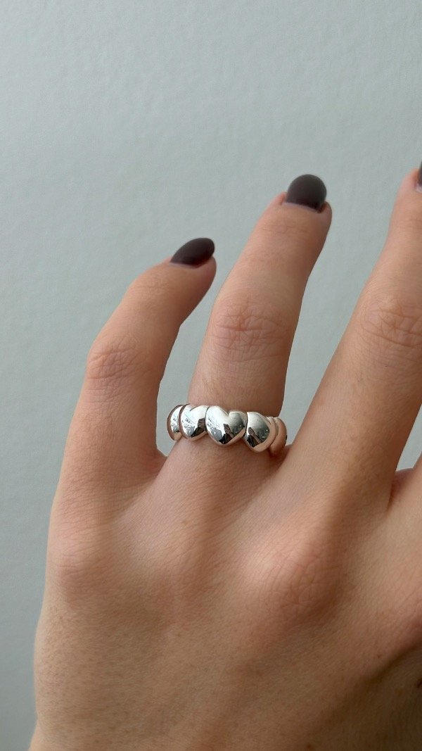 Producto - Anillo inflado sin fin corazones bombe lisos 17mm P925 - 0