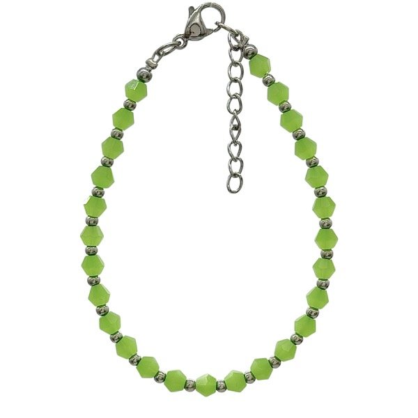 Producto - Pulsera de cristal checo y acero quirúrgico - 4mm - Vicono - Verde claro