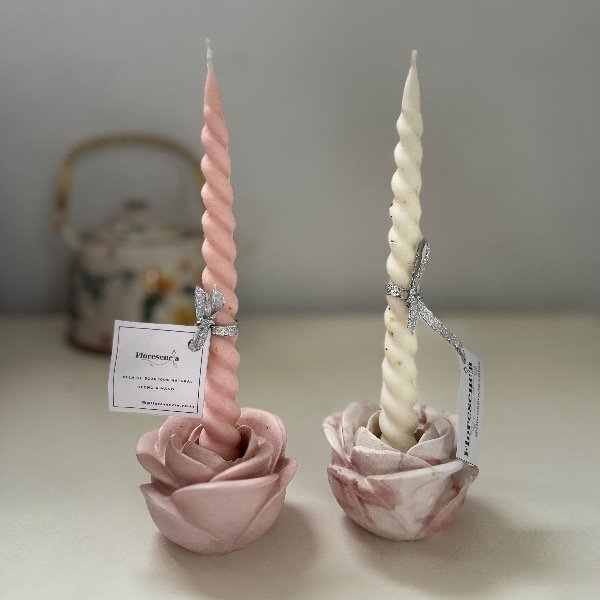 Producto - Porta vela rosa + vela