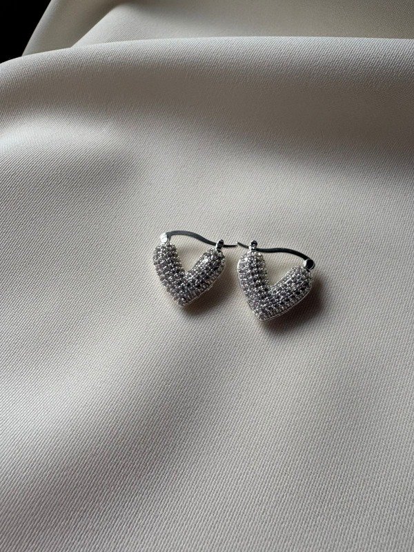 Producto - Aros corazon Cristal 16mm - Acero blanco