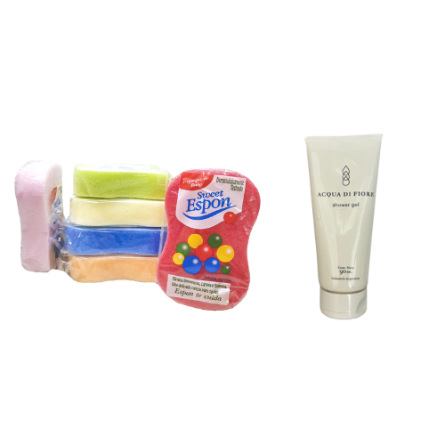 Producto - COMBO BAÑO Esponja generica + Gel de Ducha Aqua di Fiore GRATIS