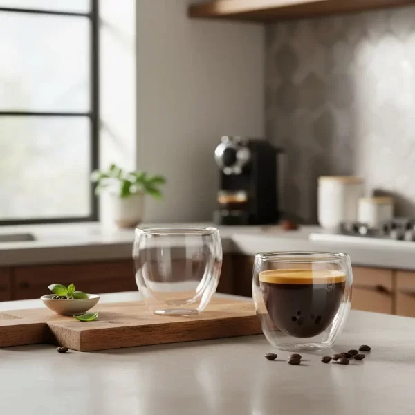 Producto - Vaso Cafe Espresso Taza Doble Vidrio Sin Asa 240ml