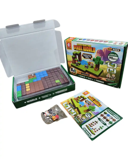 Producto - Cubos imantados x 87 piezas y 1 muñeco para armar (completa 90 piezas) M3