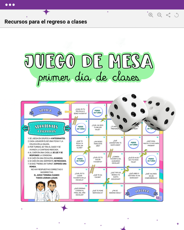 Producto - SERPIENTES Y ESCALERAS - PRIMER DÍA