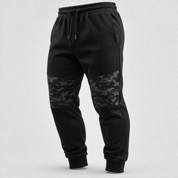 Producto - Pantalon Cibarta Sport Negro toques camuflados algodon con Lycra Rustico