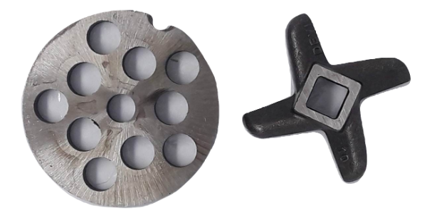 Producto - Disco Y Cuchilla Devi Para Picadora N10 Y N12 Afilable 12 mm