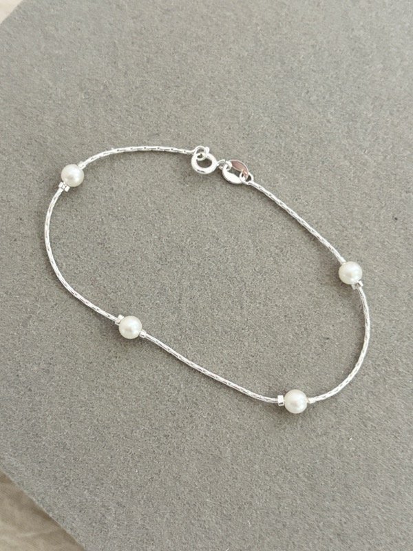 Producto - Pulsera de Acero Blanco con Perlas