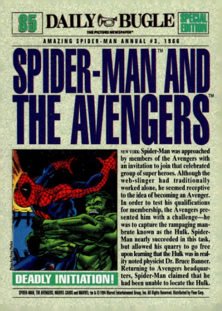 Producto - 1994 Fleer The Amazing Spider-Man #85 - Spider-Man and Avengers - 1
