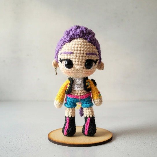 Producto - Muñeca Rumi Demon Hunters Guerrera KPop tejida amigurumi