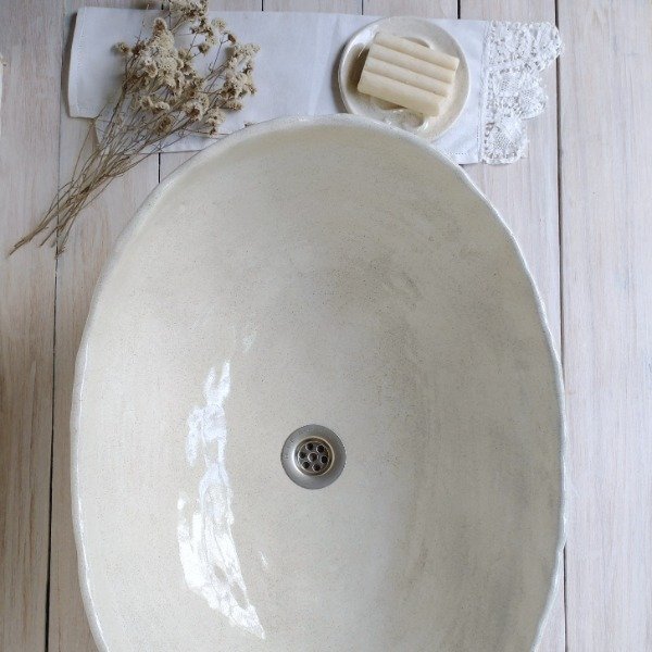 Producto - Bacha Ovalada Hueso jaspeado