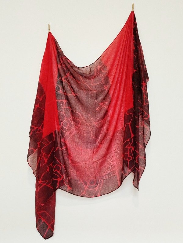 Producto - Pañuelo Mega -rojo con estampa Orgánica-