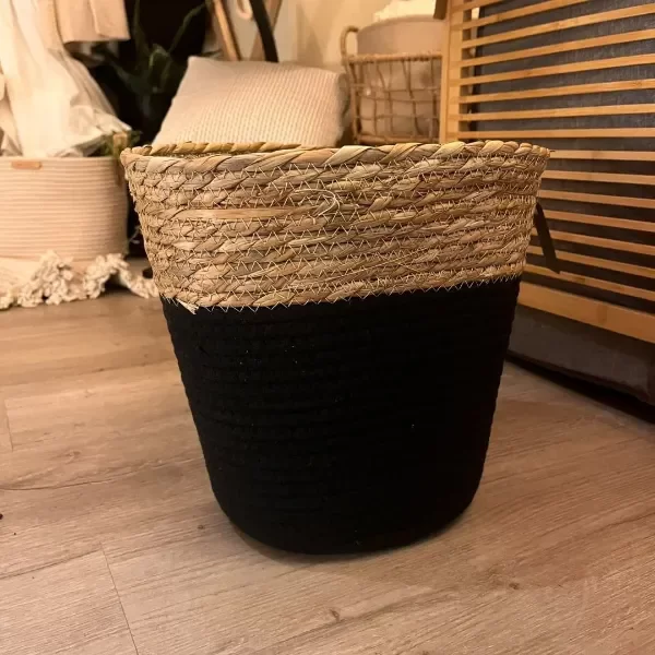 Producto - Cesto de soga 28x20 negro y beige