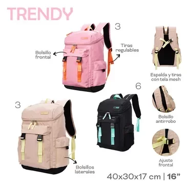 Producto - Mochila Trendy 16"  Beige 22514