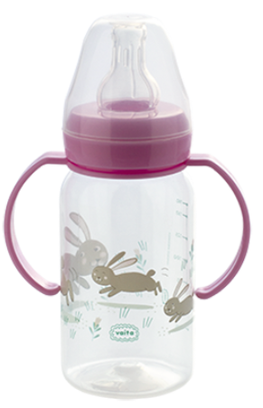 Producto - Mamadera 160 ml con asas Natural Decorada  VAITA 3058
