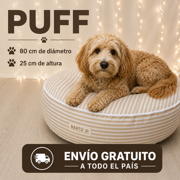 Producto - COLCHÓN PUFF REDONDO RAYADO BEIGE Y BLANCO DE 80cm.x25cm.