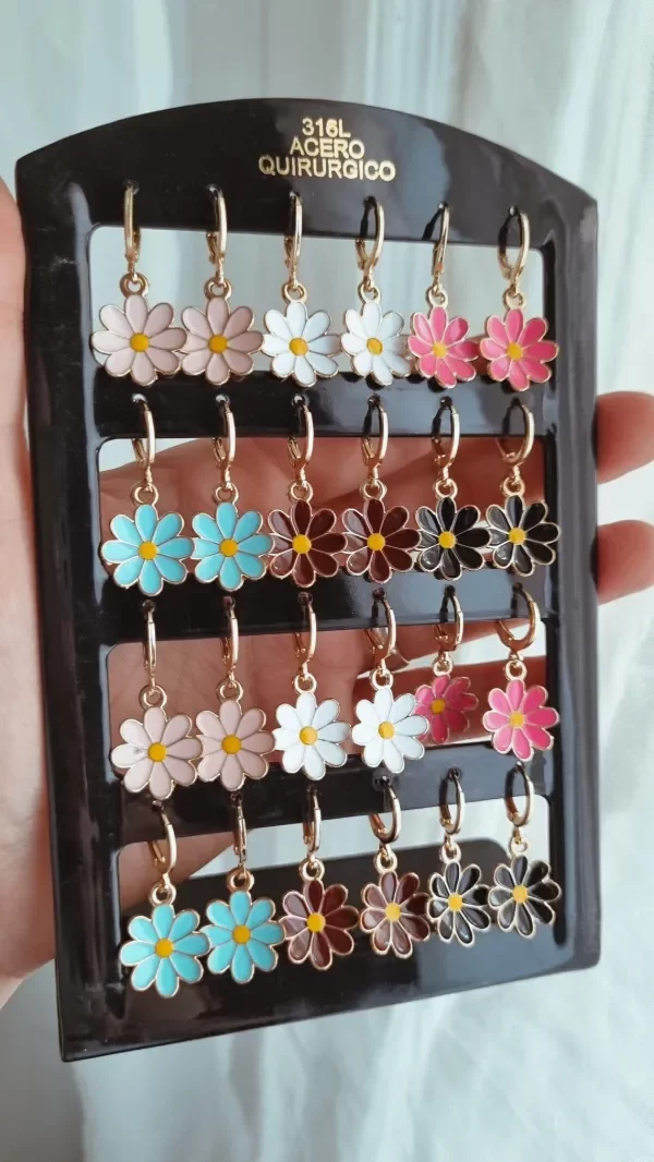 Producto - Aros margaritas acero dorado varios colores