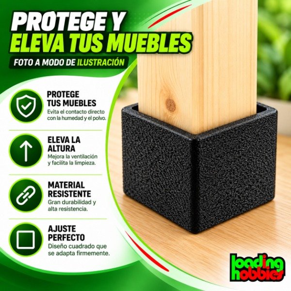 Producto - Taco Elevador Mueble Cuadrado 6x6cm Altura 2cm Ajustable - 6