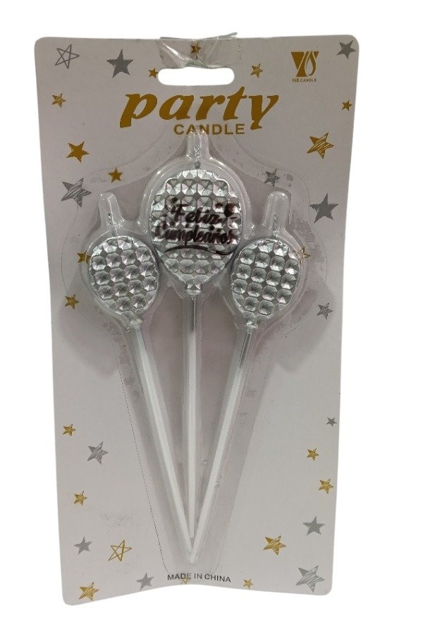 Producto - vela feliz cumpleaños x3 plata
