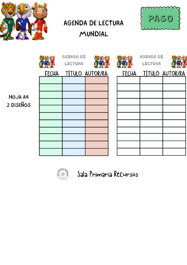 Producto - Mundial agenda lectura