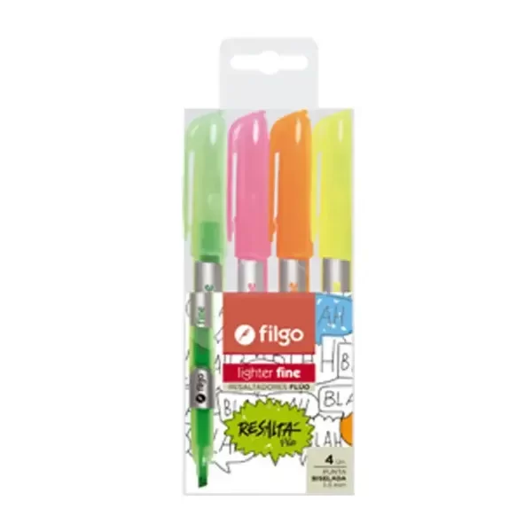 Producto - RESALTADOR FINO LIGHTER ESTUCHE FLUO X4 FILGO