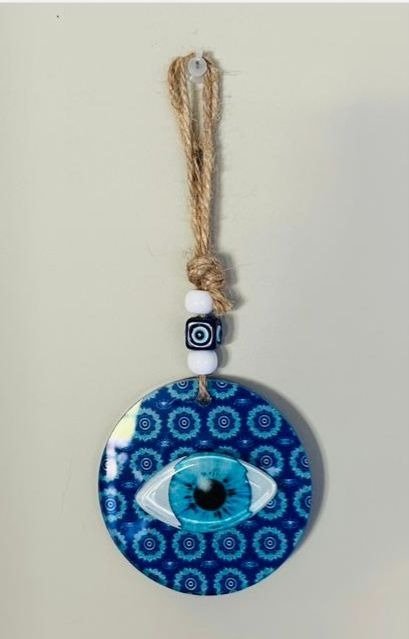 Producto - Colgante yute vidrio mandala con ojo relieve modelo 5