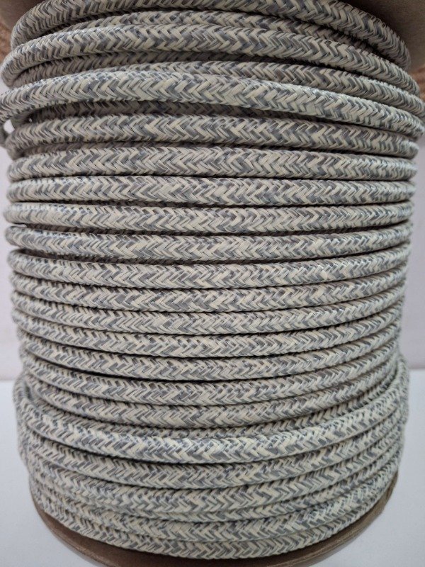 Producto - Cordon polipropileno 7mm JASPEADO GRIS Y CRUDO 100MTS