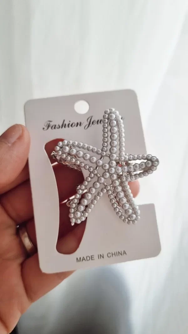 Producto - Broche estrella de mar con perlas plateado