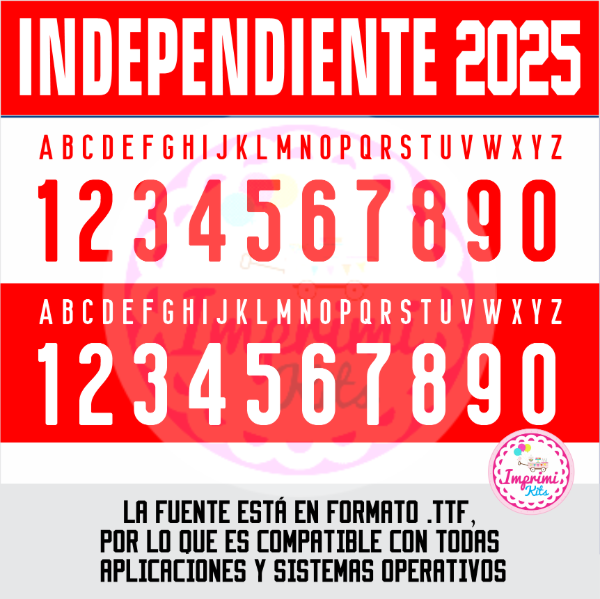 Producto - Tipografia Independiente 2025 2026 Camiseta Ttf Otf Numeros Dorsal