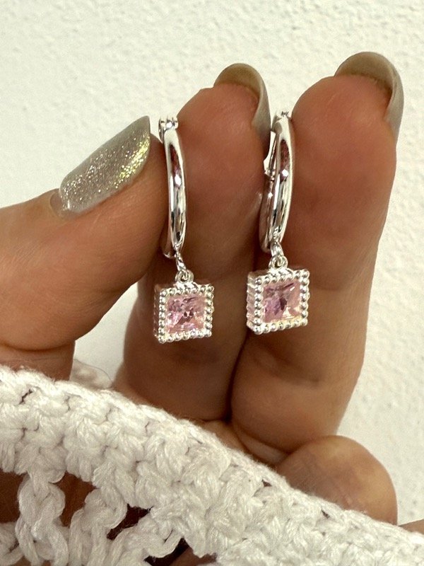 Producto - AB1610 Aros argollita cubil rosa acero blanco