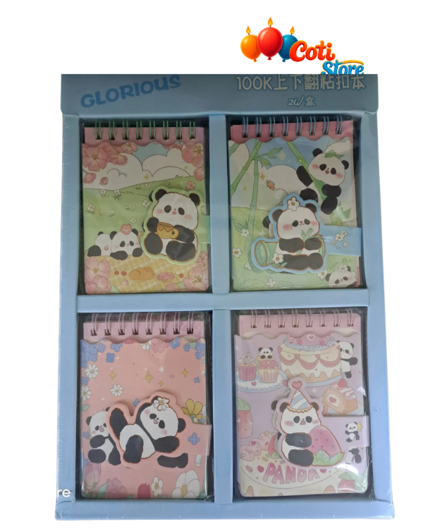 Producto - Agendita panda con velcro 7.7x10.7 cm