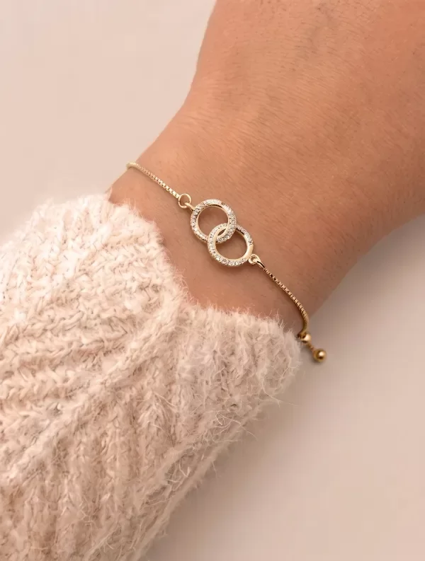 Producto - Pulsera Regulable Círculos Enlazados Dorada - 1