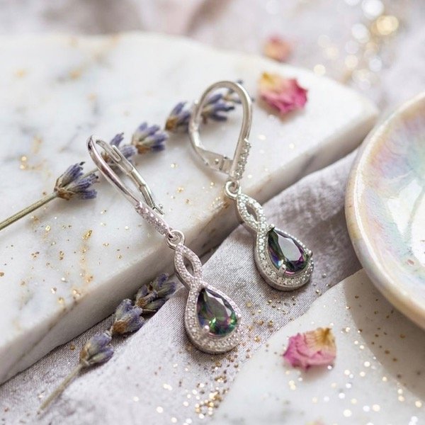 Producto - Aros Brisura gota vítro colgante Plata 925