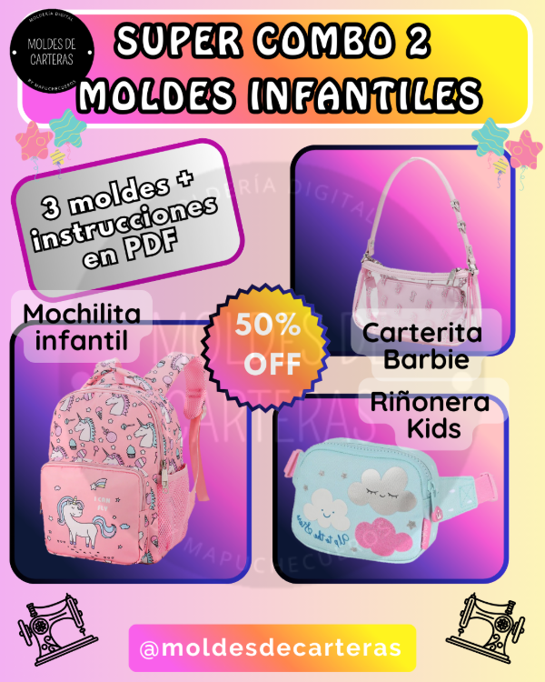 Producto - SUPER COMBO 2 MOLDES INFANTILES - 3 MOLDES + PASO A PASO PDF