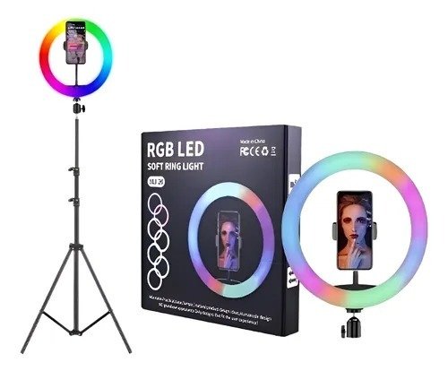 Producto - Aro De Leds 26cm Colores RGB Y Luz Blanca + Trípode 2.10m