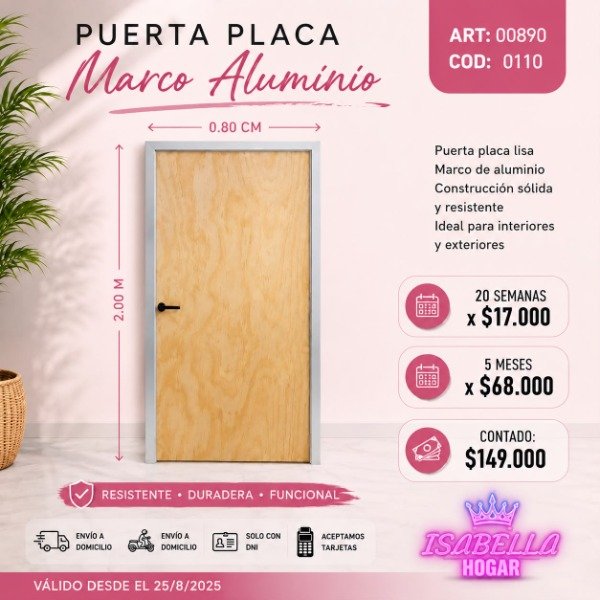 Producto - PUERTA PLACA MARCO ALUMINIO - ART:00890