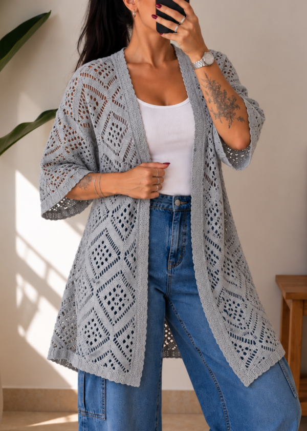 Producto - Kimono Calado - Gris claro