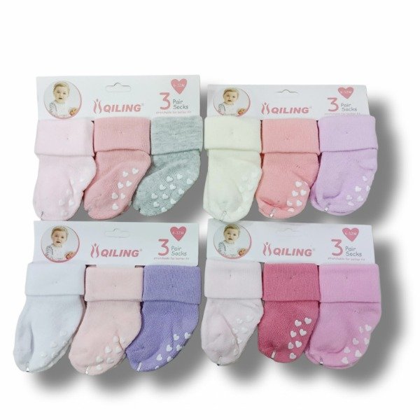 Producto - Medias de Bebé Antideslizante Qiling - Packs x 3