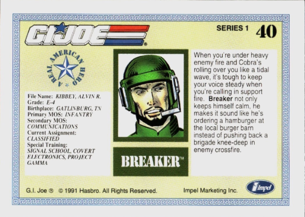 Producto - 1991 Impel G.I. Joe  #40 - Breaker - 1
