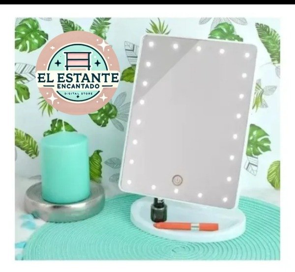 Producto - ESPEJO DE MAQUILLAJE LED GIRATORIO 22 X 16 CM RECARBABLE USB Y OPCION PILAS