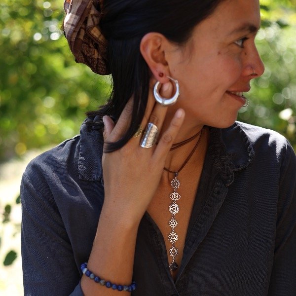 Producto - Collar Chakras Plata y Gamuza - 2