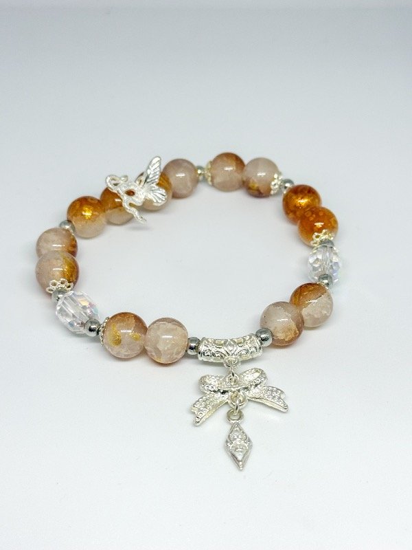 Producto - Pulsera elástica blanca y naranja