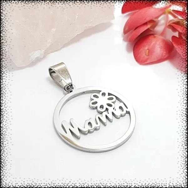 Producto - Dije circulo mama con flor