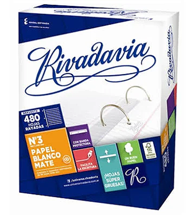 Producto - Repuesto escolar N 3 RIVADAVIA C/banda  X 480  hs