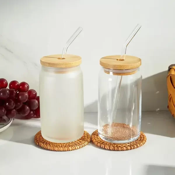 Producto - VASO DE VIDRIO CON SORBETE Y TAPA DE BAMBU